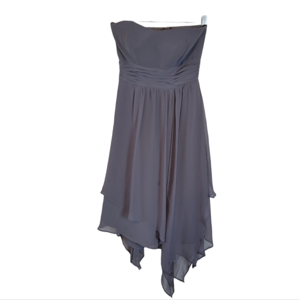 Alfred Angelo Charcoal Gray Strapless Chiffon Dress Size 2